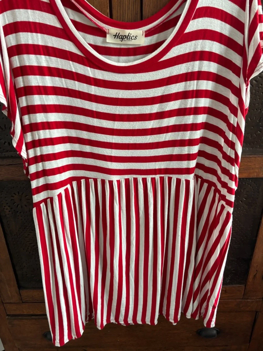 Haptics Red & White Striped Short Sleeve Tee - Picture 3 of 4